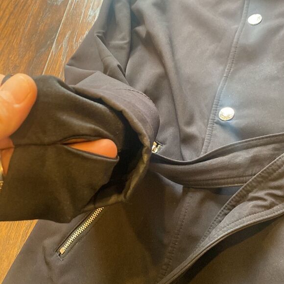 Betsey Johnson Double Breasted Belted Rain Jacket trench coat fleece lined EUC - Picture 6 of 11